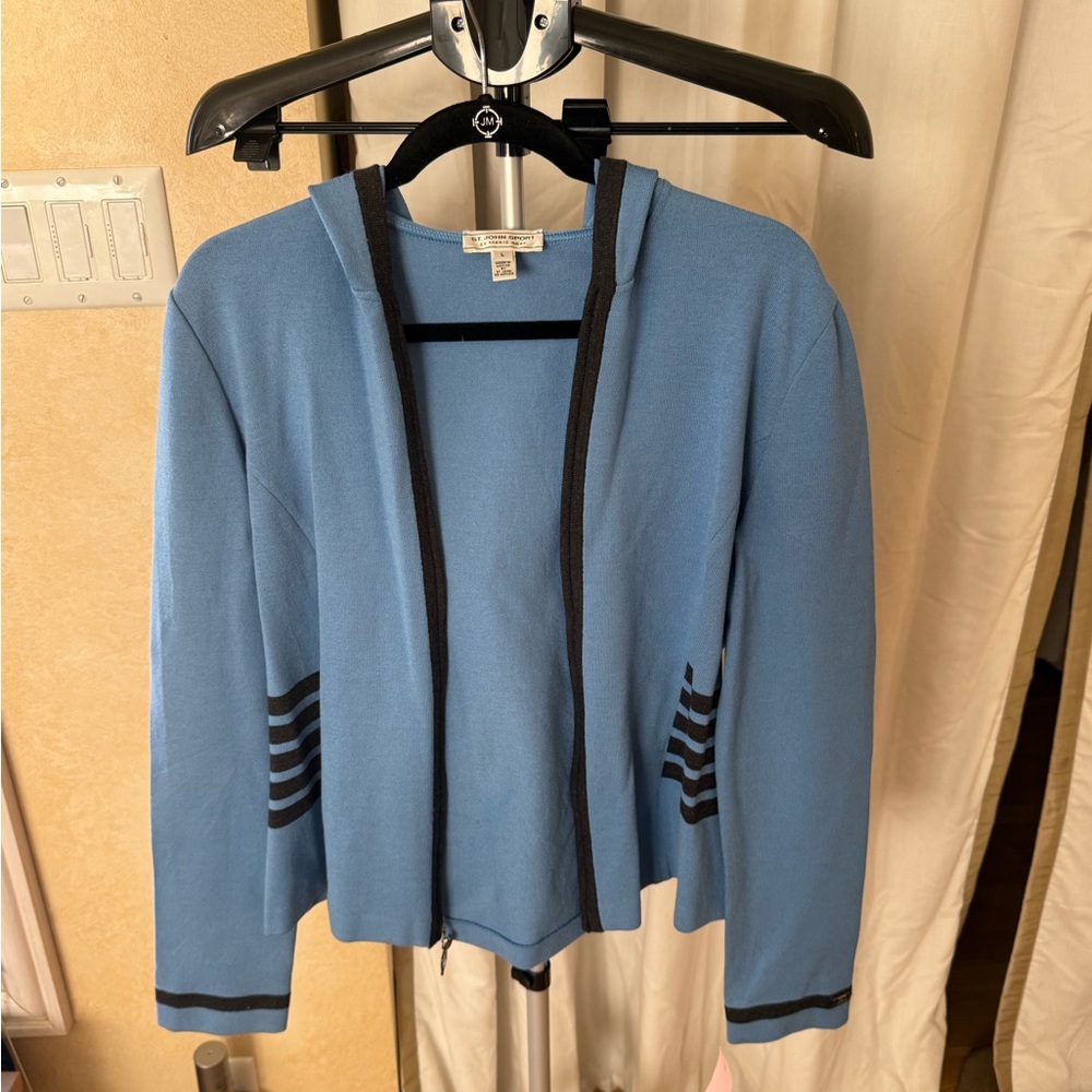 St. John Sport Blue and Black Cardigan